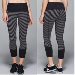 LULULEMON Runday Crop Parallel Stripe Leggings Size 4
